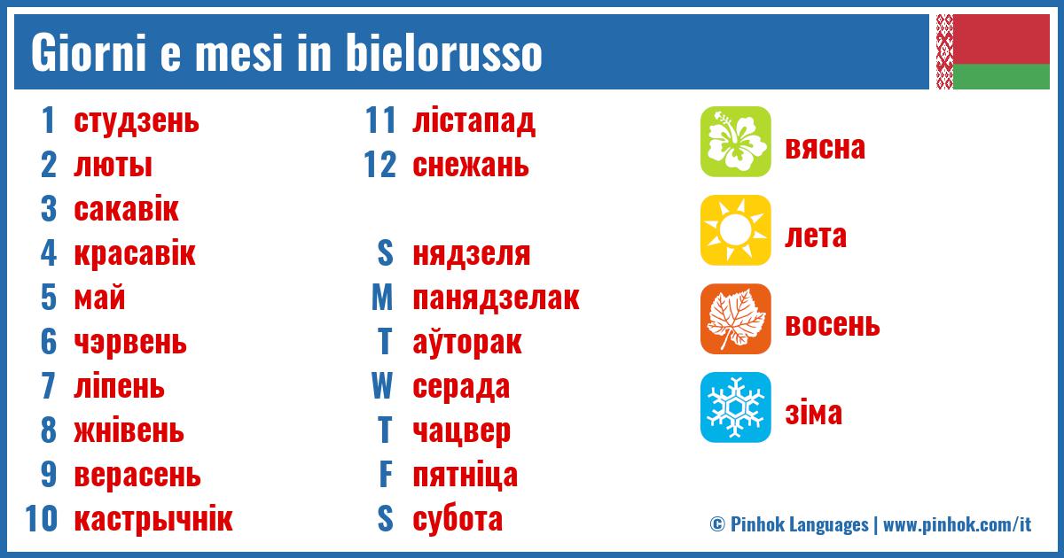 Giorni e mesi in bielorusso