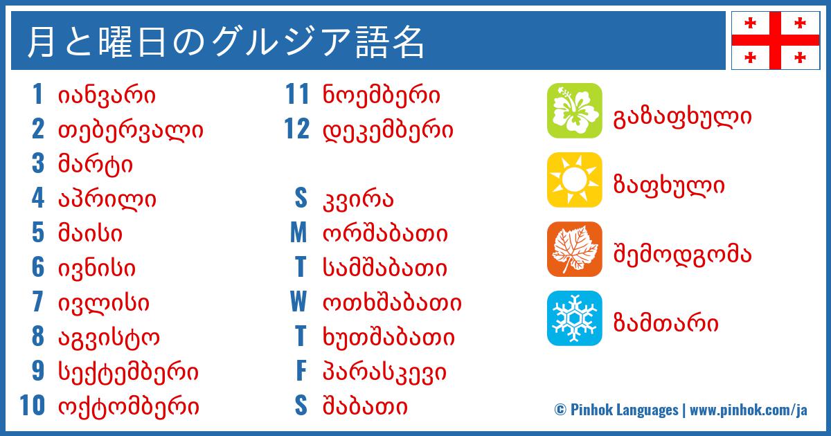 月と曜日のグルジア語名