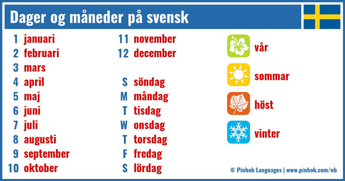 Dager og måneder på svensk