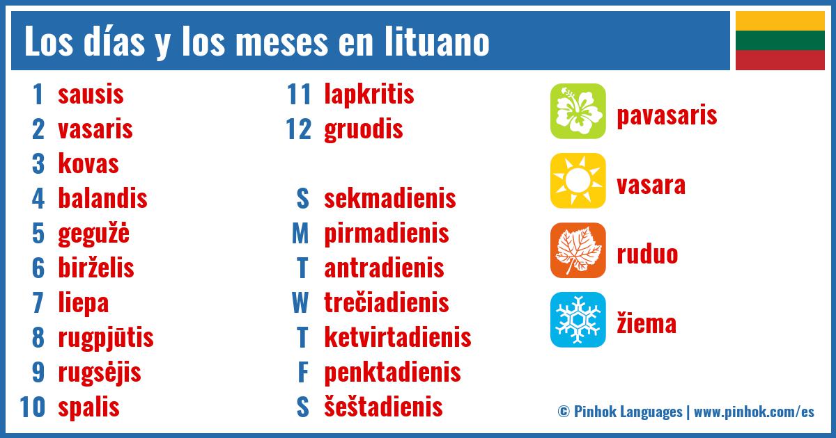 Los días y los meses en lituano