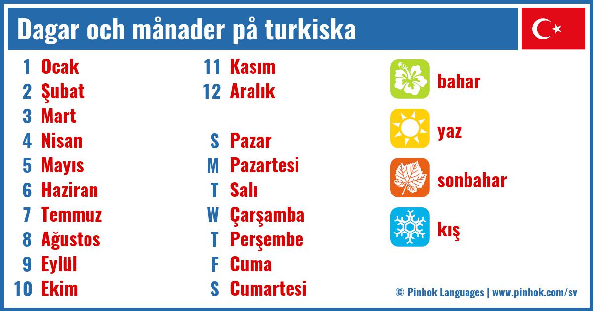 Dagar och månader på turkiska